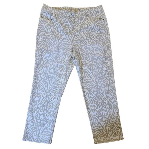 Chico's Platinum Cropped Printed Stretch Jeans Pants - Picture 1 of 8